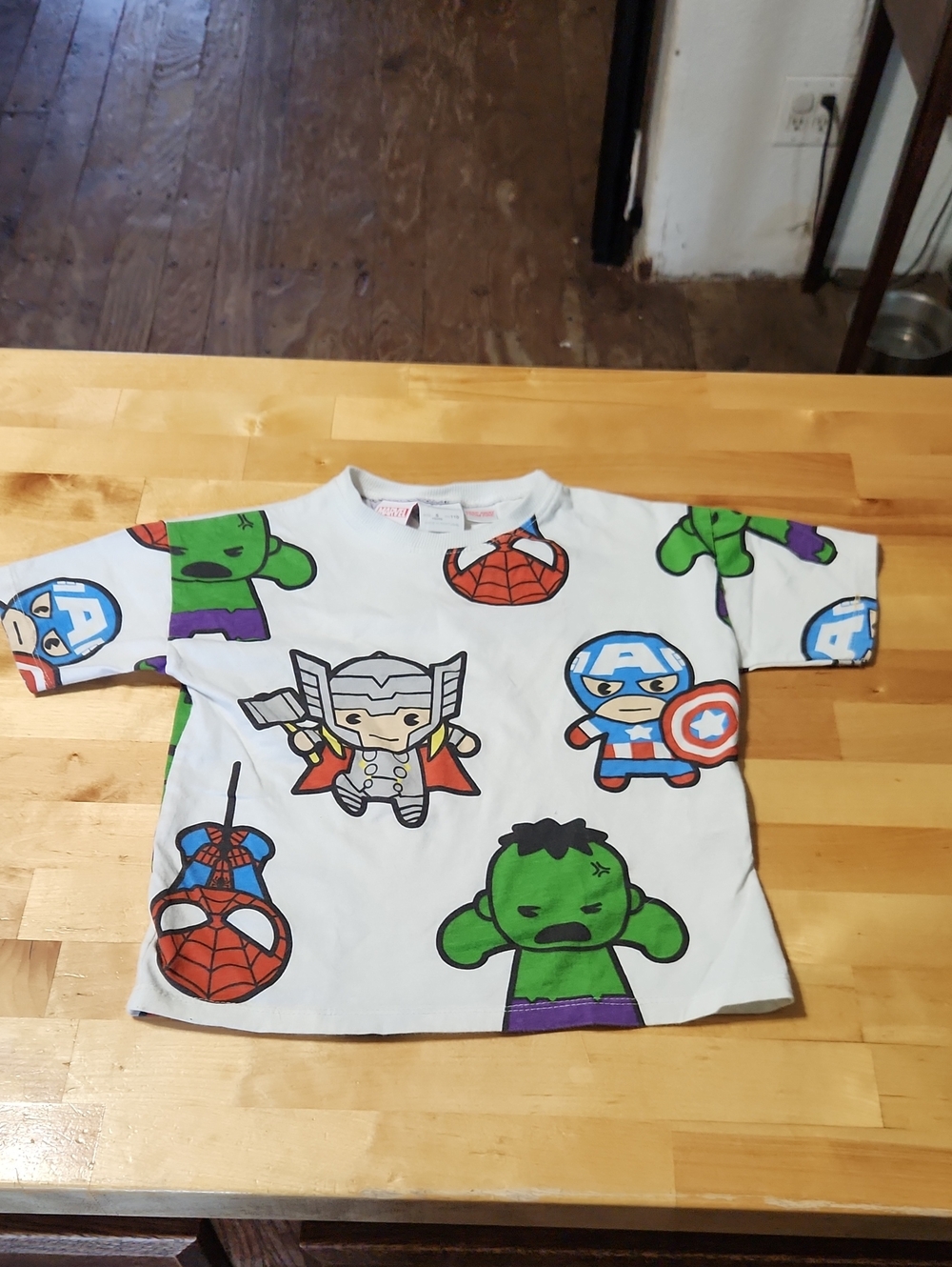 Superhero Print Kids Costume Tee - White/Green